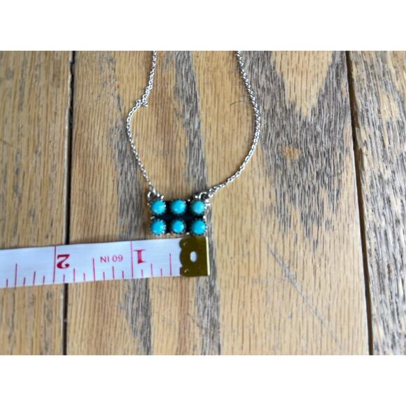 Turquoise Sterling Cluster Bar Necklace Southwestern Native Style Rectangle - Picture 11 of 11